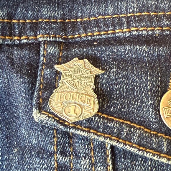 Harley-Davidson Denim Jacket Embroidered w/ Floral & Logo Design Womens Sz M - Picture 7 of 11